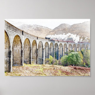 Glenfinnan viaduct steam train poster