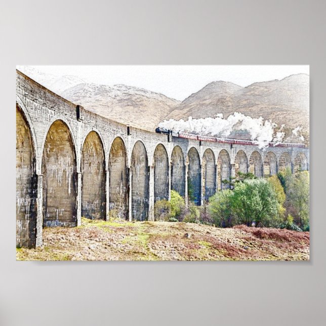 Glenfinnan viaduct steam train poster (Front)