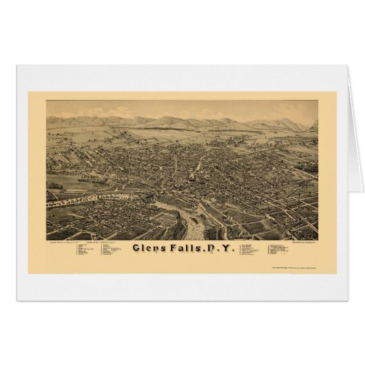 Glens Falls, NY Panoramic Map - 1884 Cards (Front Horizontal)