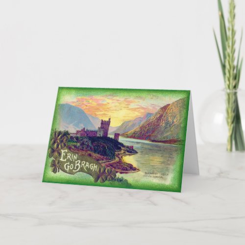 Glenveigh Castle Donegal Gold Shamrock Card