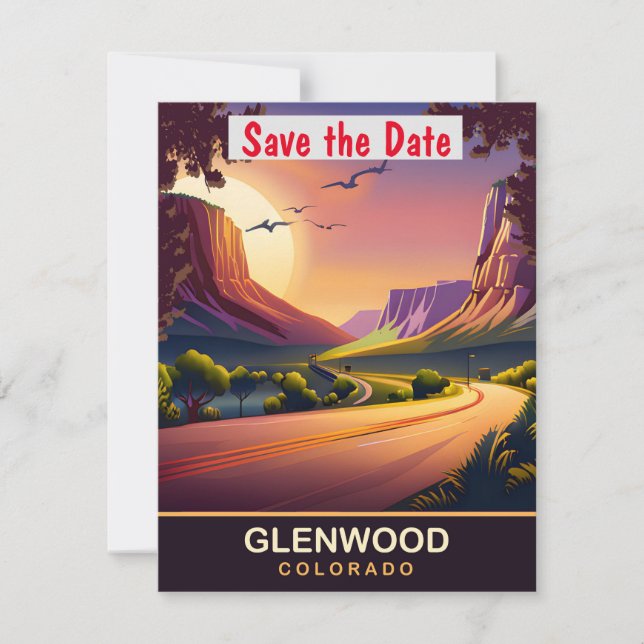 Glenwood Canyon, Colorado, Travel Postcard,  Save The Date (Front)