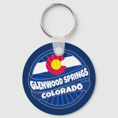 Glenwood Springs Colorado flag burst keychain