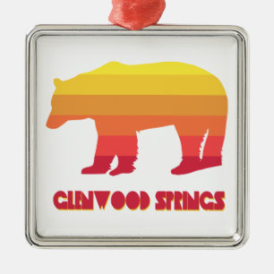 Glenwood Springs Colorado Rainbow Bear Metal Ornament