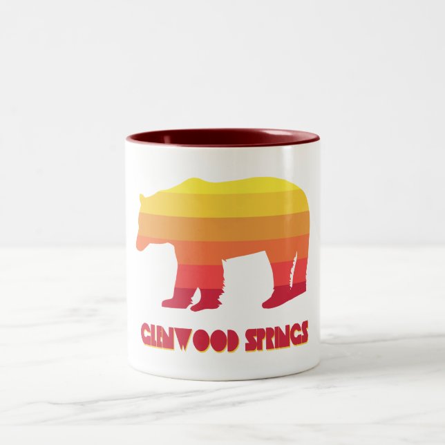Glenwood Springs Colorado Rainbow Bear Two-Tone Coffee Mug (Center)