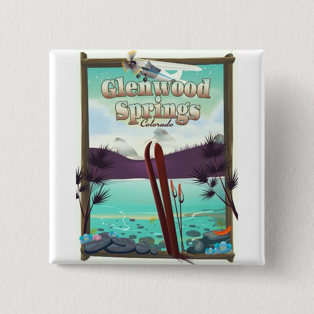 Glenwood Springs Colorado Ski poster. Button (Front)