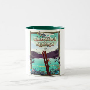 Glenwood Springs Colorado Ski poster. Two-Tone Coffee Mug