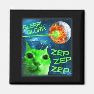 Glerp Glorp Funny Alien Cat Brainrot Meme  Magnet