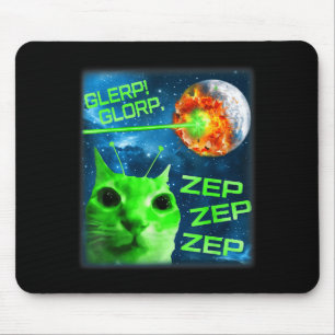 Glerp Glorp Funny Alien Cat Brainrot Meme Mouse Pad