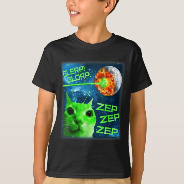 Glerp Glorp Funny Alien Cat Brainrot Meme  T-Shirt (Front)