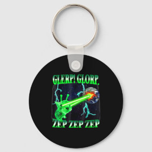 Glerp Glorp Funny Alien Cat Meme Gnarp Cat Silly A Keychain