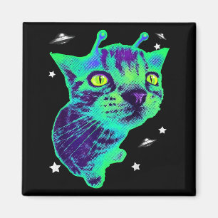 Glerp Glorp Funny Alien Cat Meme Gnarp Cat Silly A Magnet