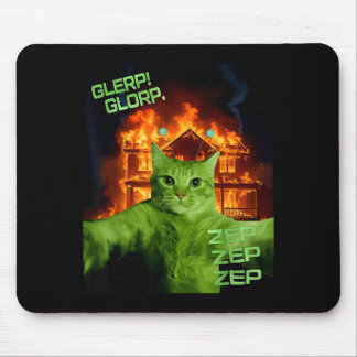 Glerp Glorp Funny Alien Cat Meme Space Cat Humor Mouse Pad