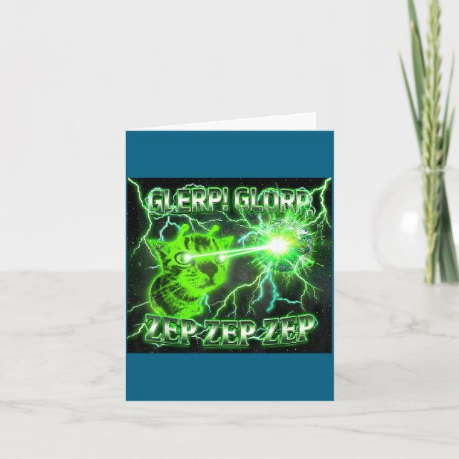Glerp Glorp Funny Alien Gnarp Cat Silly Alien Gift Card (Front)