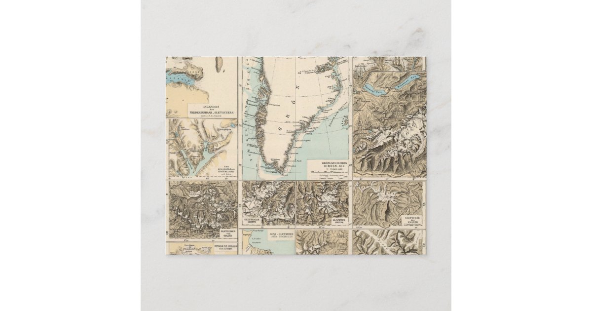 Gletscherkarte - Glacier Atlas Map Postcard | Zazzle