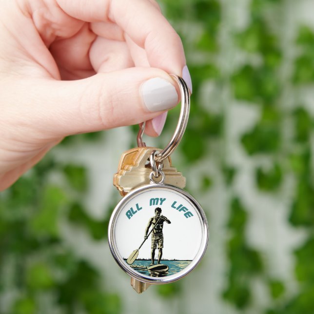 Glide, ride and surf on sup paddle board keychain (Hand)