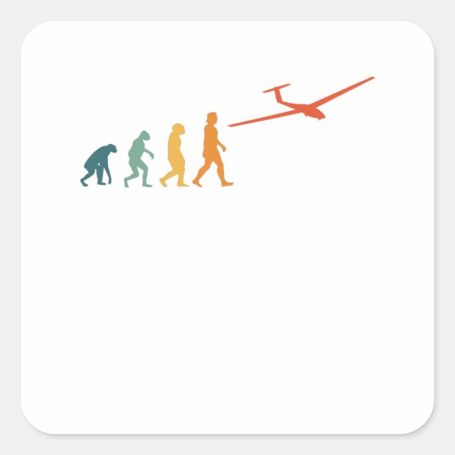 Glider Evolution Retro Pilot Square Sticker (Front)