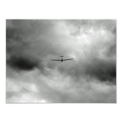 Glider flying in gray sky photo print