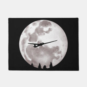 Glider Plane Pilot Full Moon Doormat