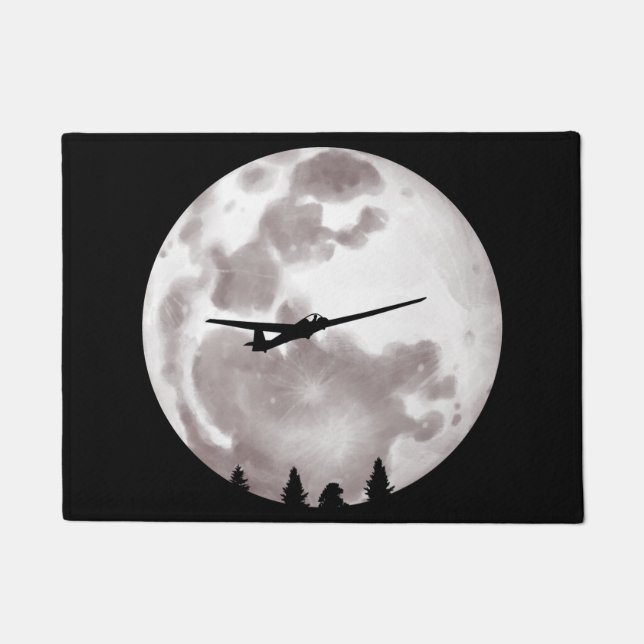 Glider Plane Pilot Full Moon Doormat (Front)