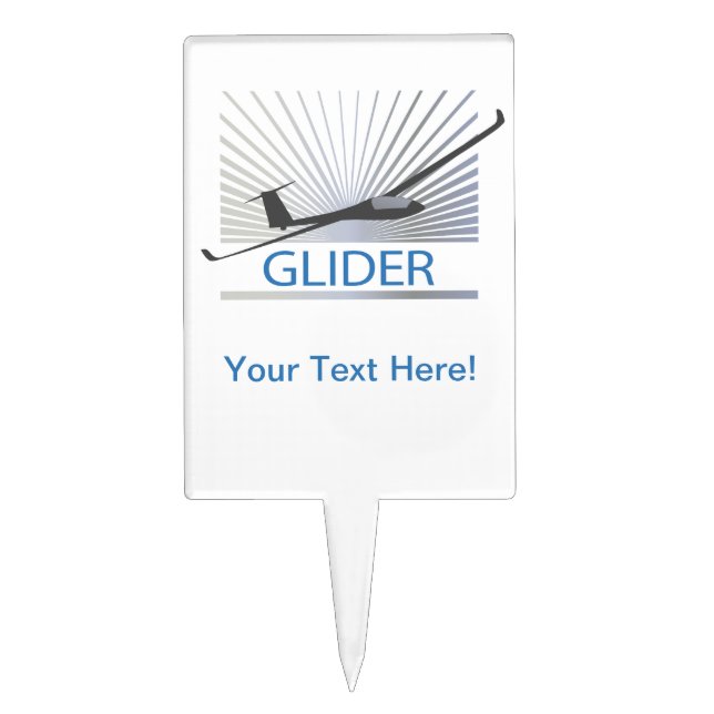Glider Sailplane Aircraft Cake Topper (Front)