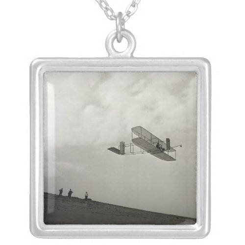 Glider Test Flight Aviation Wright Brothers Silver Plated Necklace