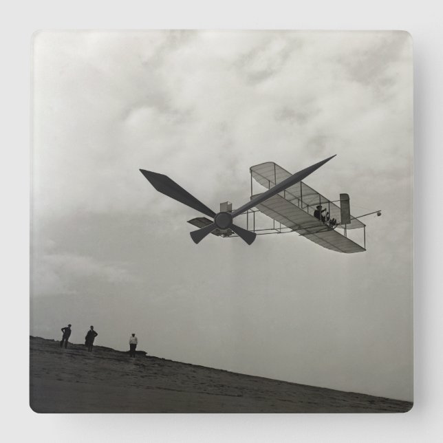 Glider Test Flight Aviation Wright Brothers Square Wall Clock (Front)