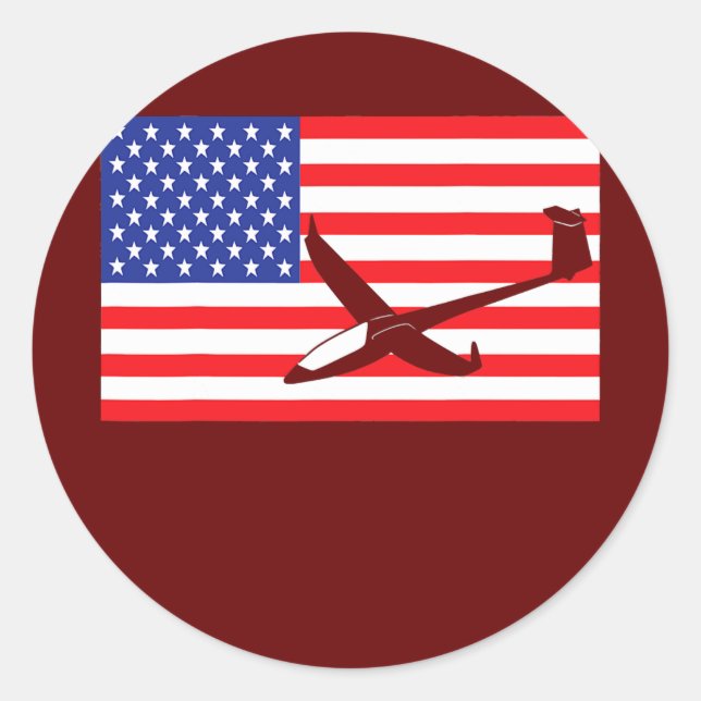 Gliding Airplanes USA American Flag Pilot Glider Classic Round Sticker (Front)