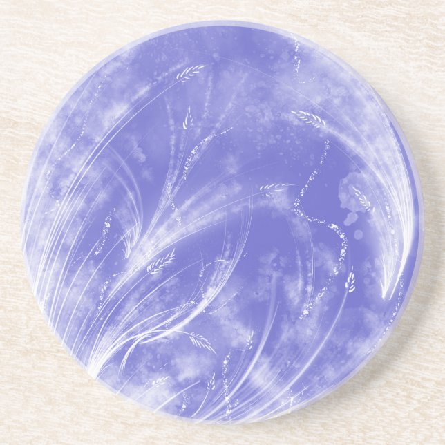 Gliding Angels Abstract Floral Blue  Coaster (Front)