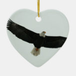 Gliding bald eagle ceramic ornament