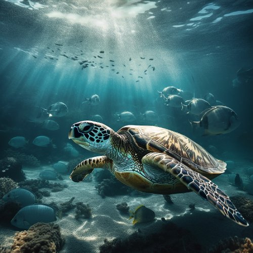 Gliding By The Coral Reef _ Sea Turtle Jigsaw Puzzle