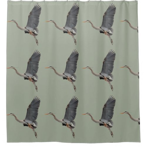 Gliding Great Blue Heron Wildlife Design Shower Curtain