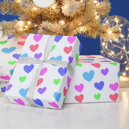 Gliding Hearts _ Assorted Pastel Colors Wrapping Paper