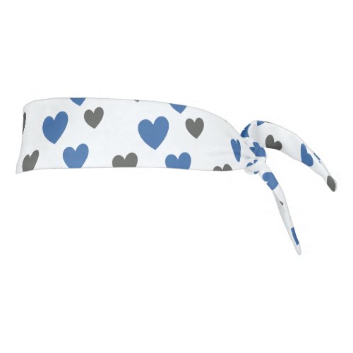 Gliding Hearts _ Blue and Grey  Tie Headband