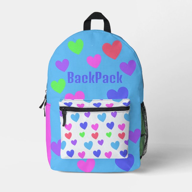 Gliding Hearts - Blue Personalized Laptop Backpack (Front)