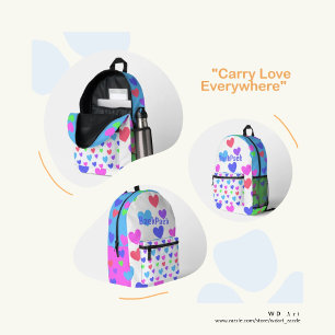 Gliding Hearts - Fun Assorted Pastel Colors, Name Printed Backpack