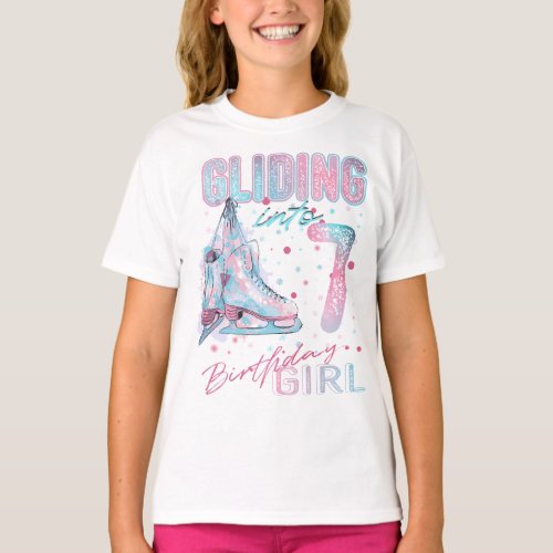 Gliding into 7 figure skating birthday  T_Shirt