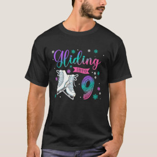 Gliding Into 9 Years Old Figure Ice Skate 9th Birt T-Shirt