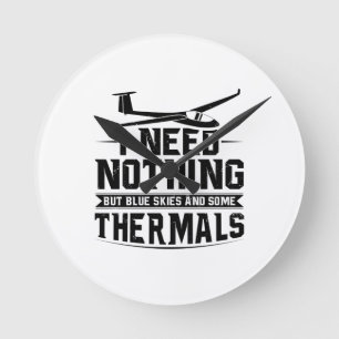 Gliding Sayings   Glider Pilots Soaring Hobby Gift Round Clock