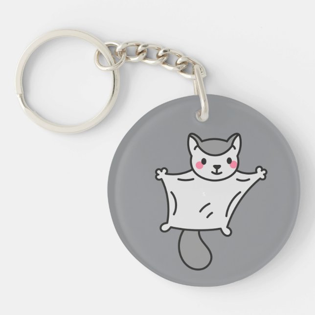 Gliding Sugar Glider Cartoon Art Keychain (Front)