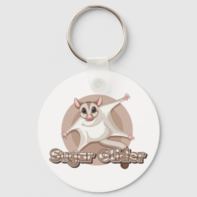 Gliding Sugar Glider Cartoon Art Keychain (Front)