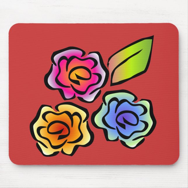 Glimmericks Floral 3 Red Mouse Pad (Front)