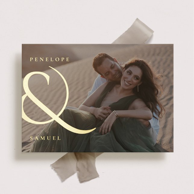 Glimmering Ampersand Wedding Save the Date Foil Invitation (Creator Uploaded)