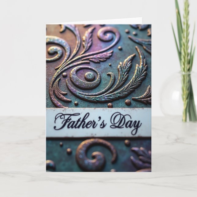 Glimmering Fathers Day Scrollwork Card (Front)