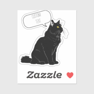 Glimmering Gaze: Personalized Fluffy Black Cat Sticker