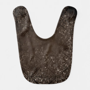 Glimmery Bronze Grunge Rich Brown Glam Damask Baby Bib