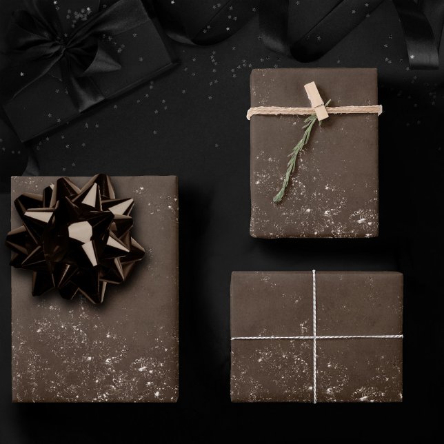 Glimmery Bronze Grunge | Rich Brown Glam Damask Wrapping Paper Sheets (Creator Uploaded)