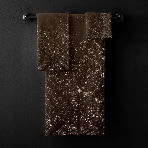 Glimmery Brown Grunge  Gorgeous Bronze Damask Bath Towel Set
