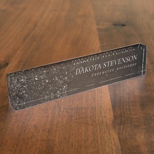 Glimmery Brown Grunge  Gorgeous Bronze Damask Desk Name Plate