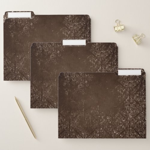Glimmery Brown Grunge  Gorgeous Bronze Damask File Folder