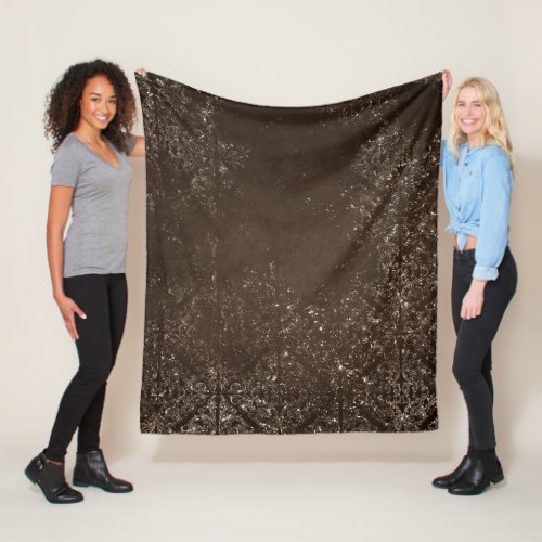 Glimmery Brown Grunge  Gorgeous Bronze Damask Fleece Blanket